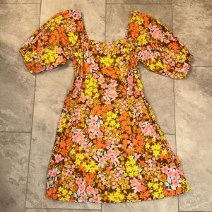 Billabong paradise floral puff sleeve mini dress